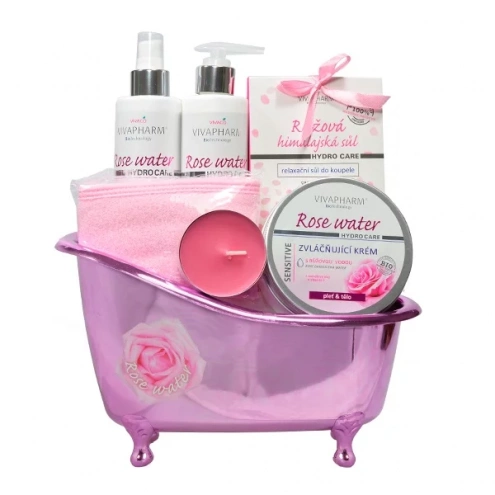 VIVACO Dárková vanička kosmetiky s růžovou vodou