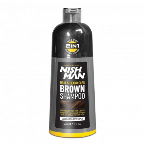 Hnedý šampón na vlasy a bradu 2v1 Nishman Hair &amp; Beard Brown Shampoo 400ml