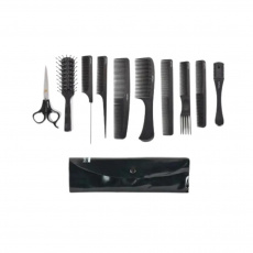 Bifull Set of 8 Combs, Scissors, Razor and Case Black
