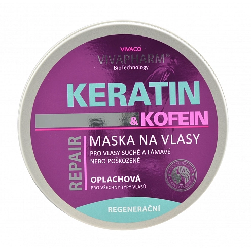 VIVACO Keratinová maska na vlasy s kofeinem VIVAPHARM 200 ml VIVACO Keratinová maska na vlasy s kofeinem VIVAPHARM 200 ml