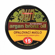 VIVACO Opalovací máslo Glitter effect s BIO arganovým olejem SPF 15 SUN 200 ml