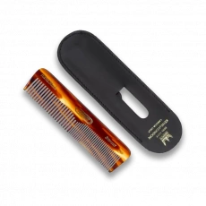 Ručne vyrobený 112 mm Kent vreckový hrebeň s pilníkom na nechty v koženom púzdre