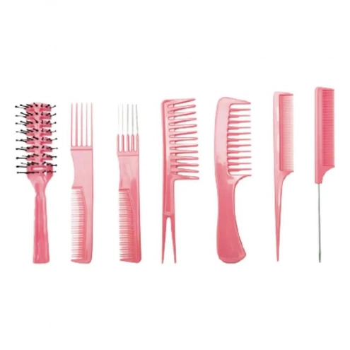 Bifull Set of 7 Pink Combs With Case Bifull Set of 7 Pink Combs With Case