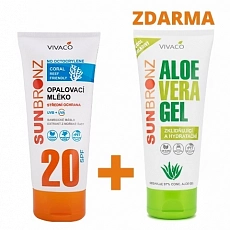 VIVACO DUOPACK opalovací mléko SPF 20 + Zklidňující gel s Aloe vera SUN BRONZ 2 kusy